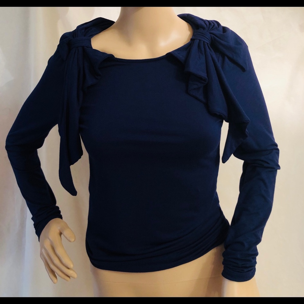 ASOS Navy Blue Top with Bows on Shoulders